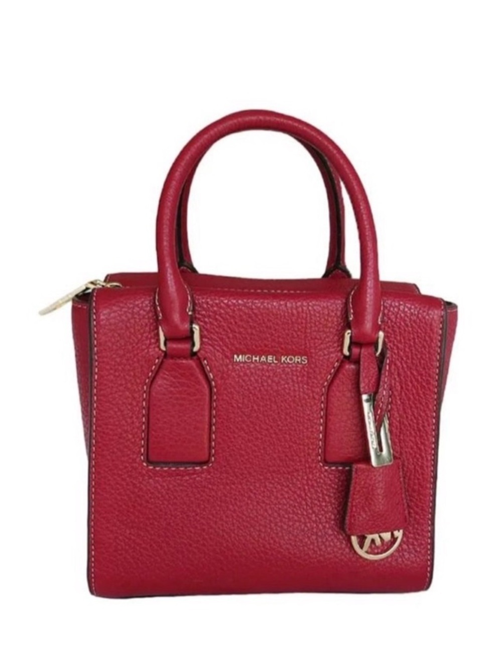 Michael Kors Selby Red Pebbled Leather  Satchel with Gold Hardware
